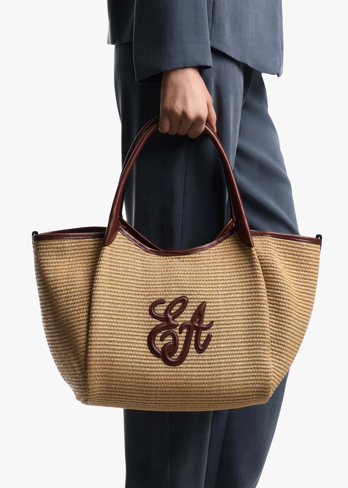 Woven Straw Medium Natural Tan Shopper Bag