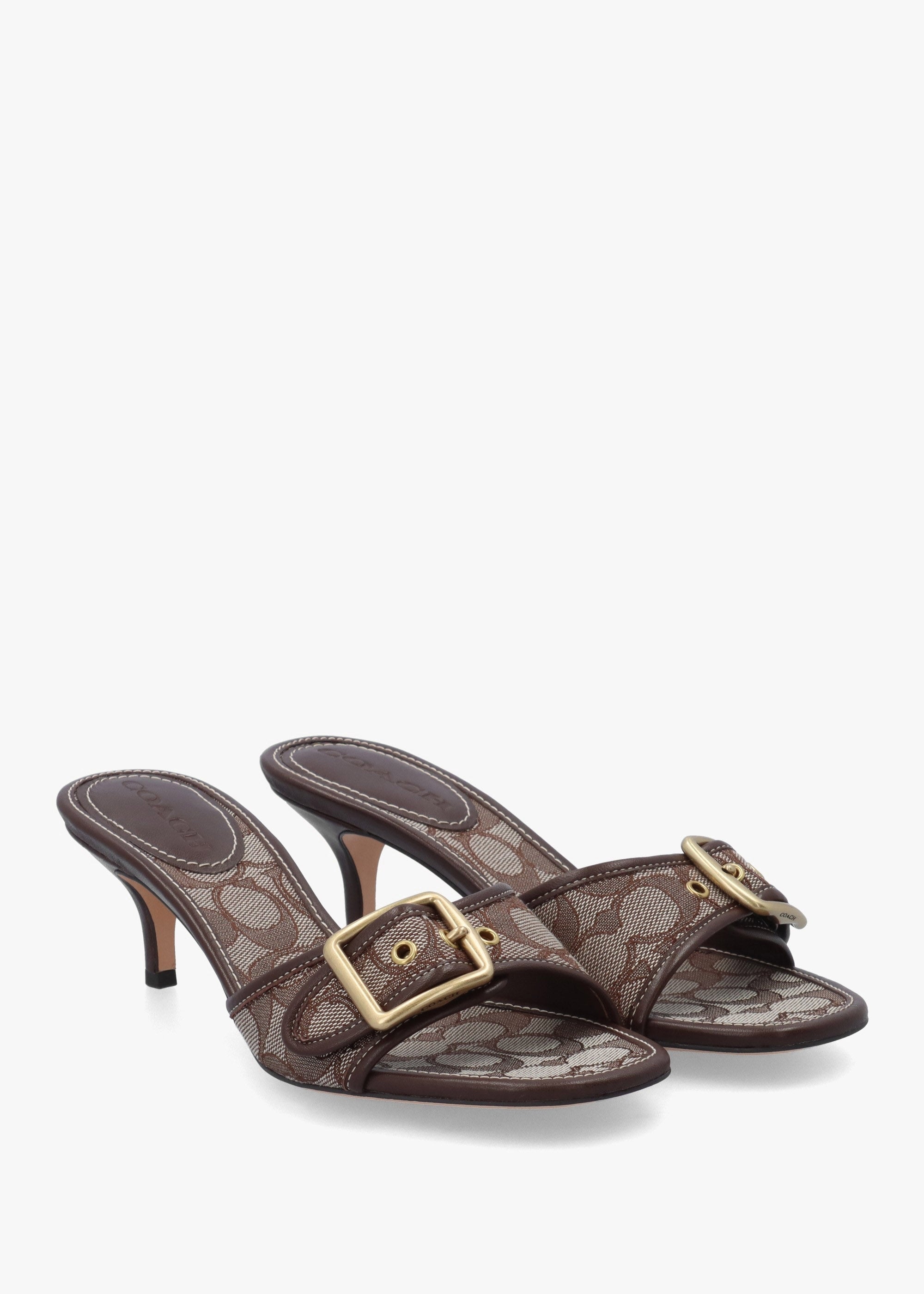 COACH Margot Signature Jacquard Oak Maple Heeled Mules – Daniel
