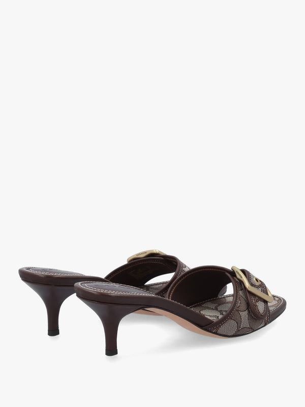 Margot Signature Jacquard Oak Maple Heeled Mules