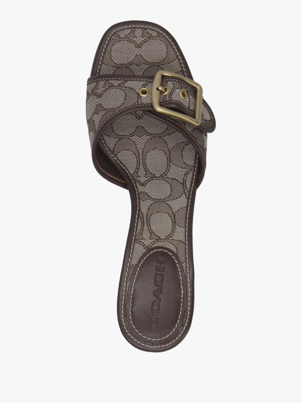 Margot Signature Jacquard Oak Maple Heeled Mules