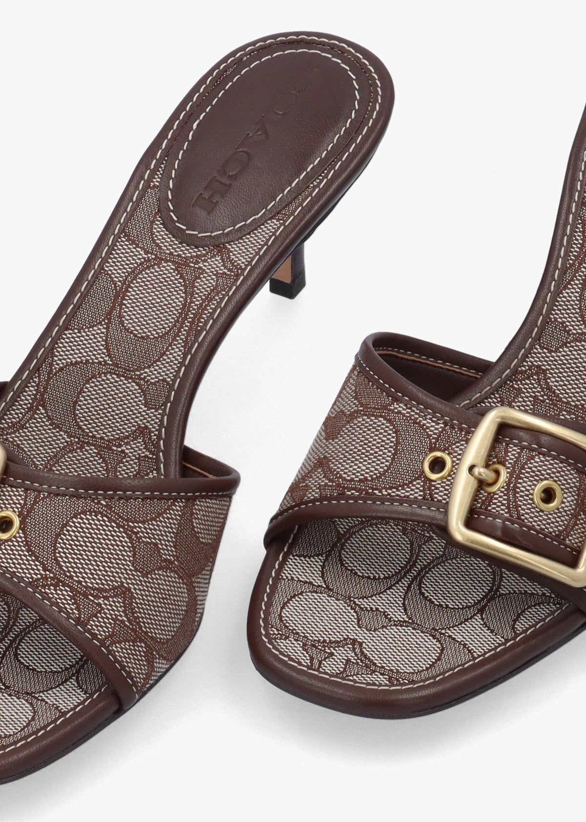 Margot Signature Jacquard Oak Maple Heeled Mules