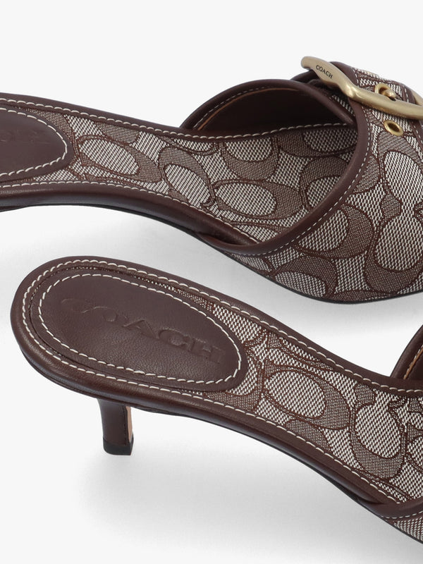 Margot Signature Jacquard Oak Maple Heeled Mules