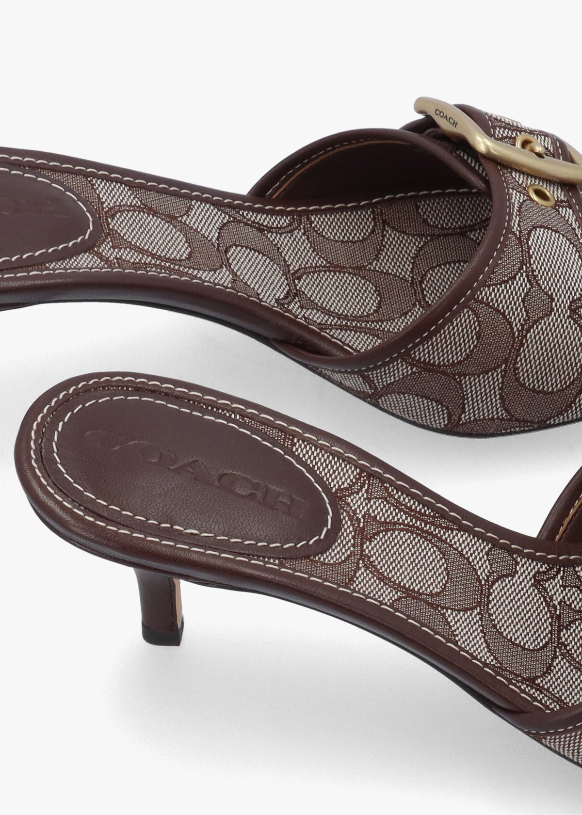 Margot Signature Jacquard Oak Maple Heeled Mules