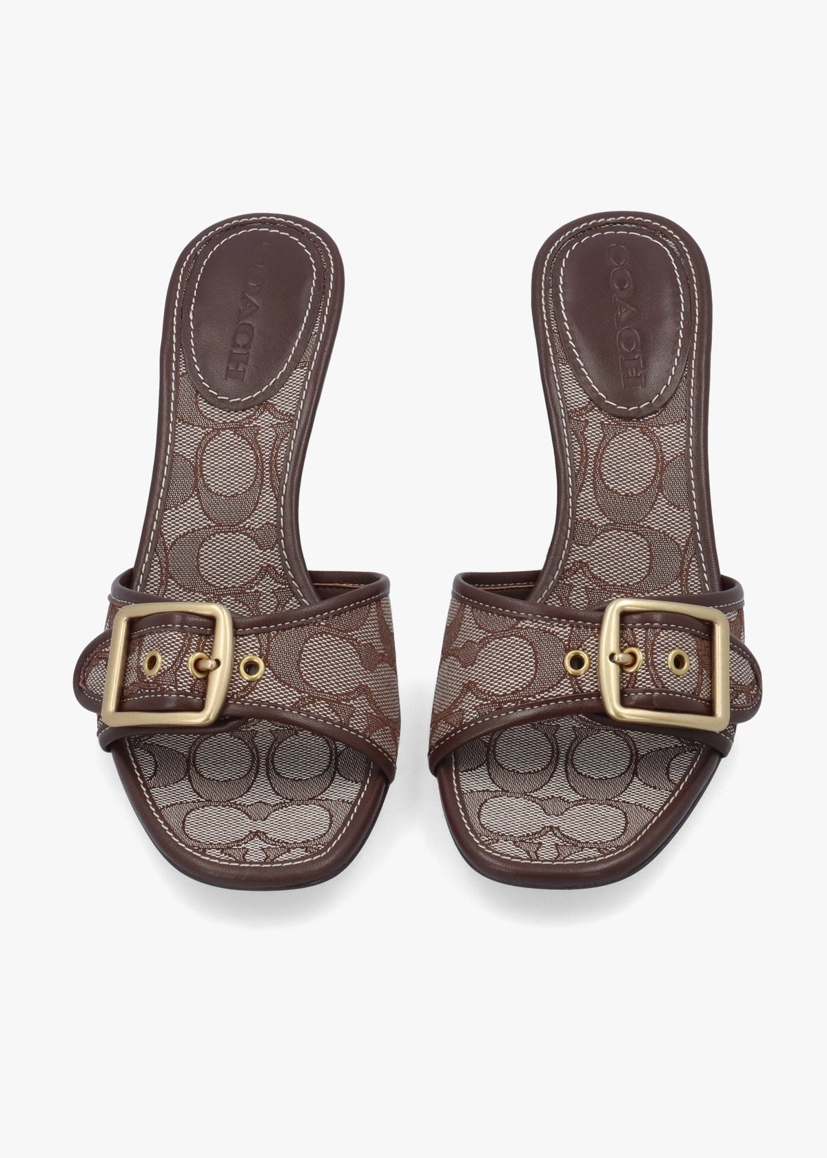 Margot Signature Jacquard Oak Maple Heeled Mules