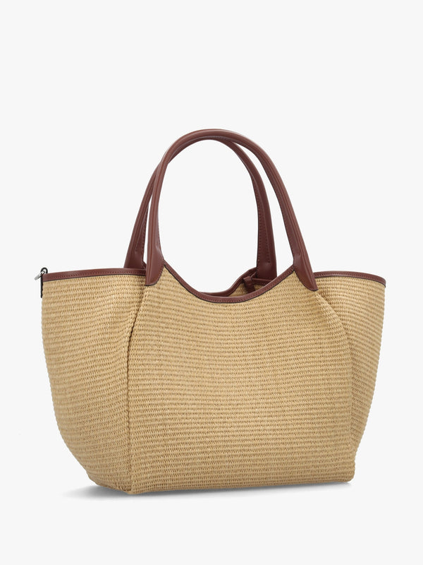 Woven Straw Medium Natural Tan Shopper Bag