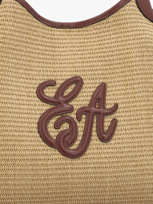 Woven Straw Medium Natural Tan Shopper Bag