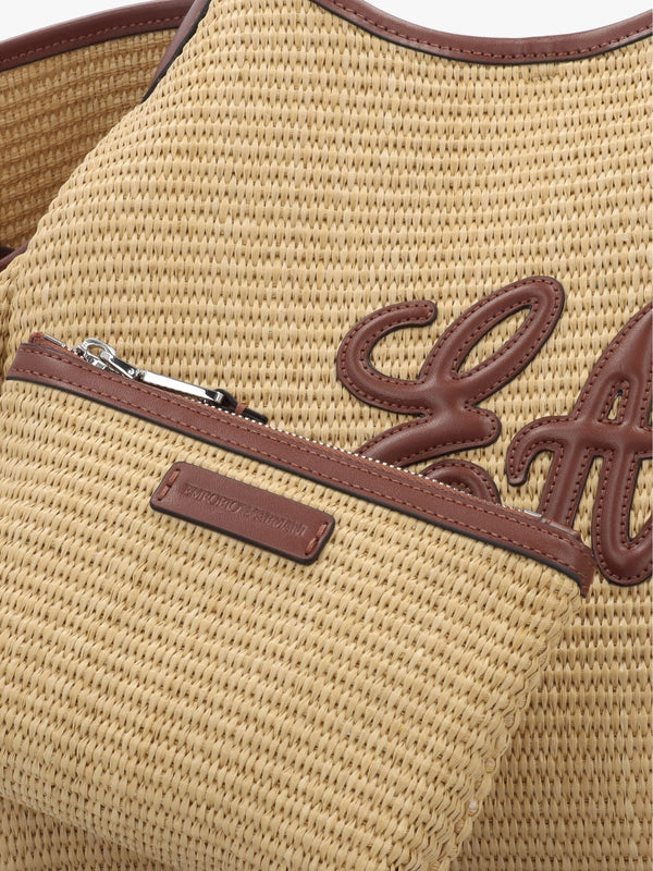Woven Straw Medium Natural Tan Shopper Bag
