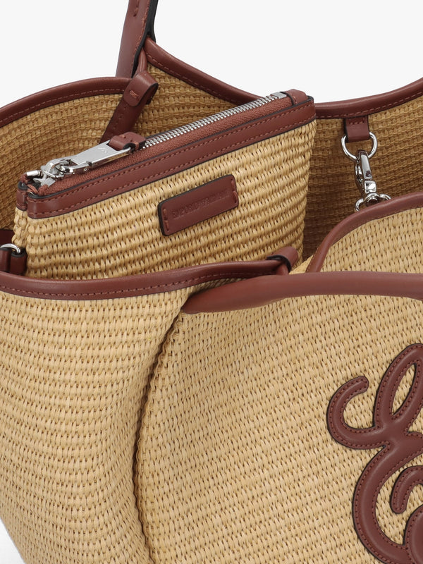 Woven Straw Medium Natural Tan Shopper Bag