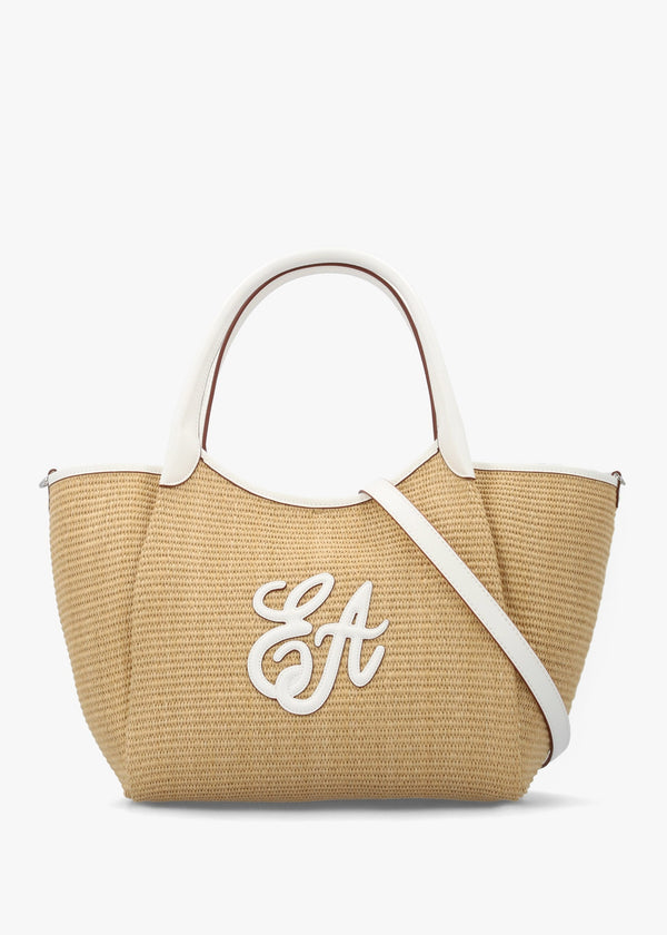 Woven Straw Medium Natural White Shopper Bag