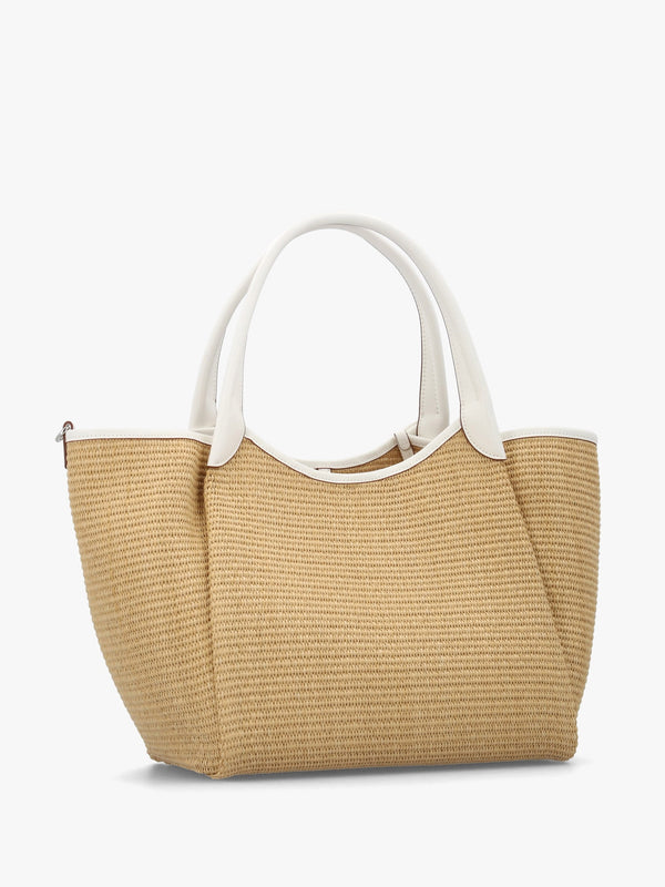 Woven Straw Medium Natural White Shopper Bag