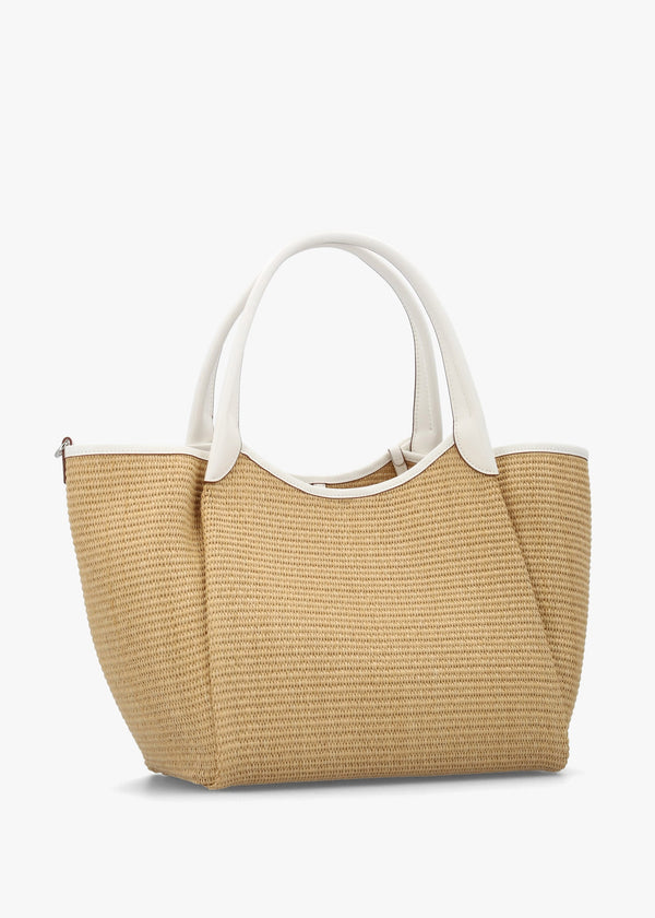 Woven Straw Medium Natural White Shopper Bag
