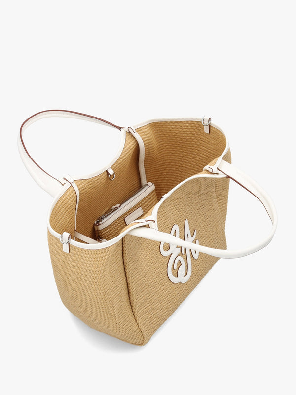 Woven Straw Medium Natural White Shopper Bag