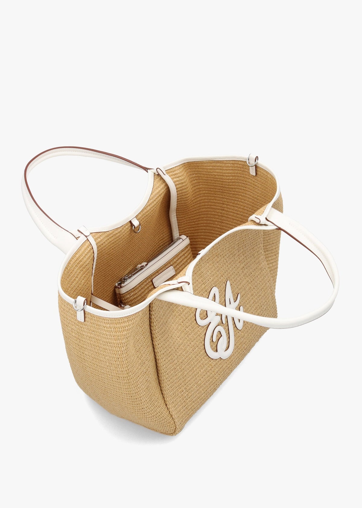 Woven Straw Medium Natural White Shopper Bag