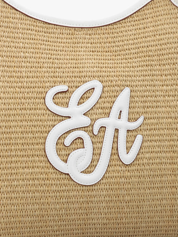 Woven Straw Medium Natural White Shopper Bag