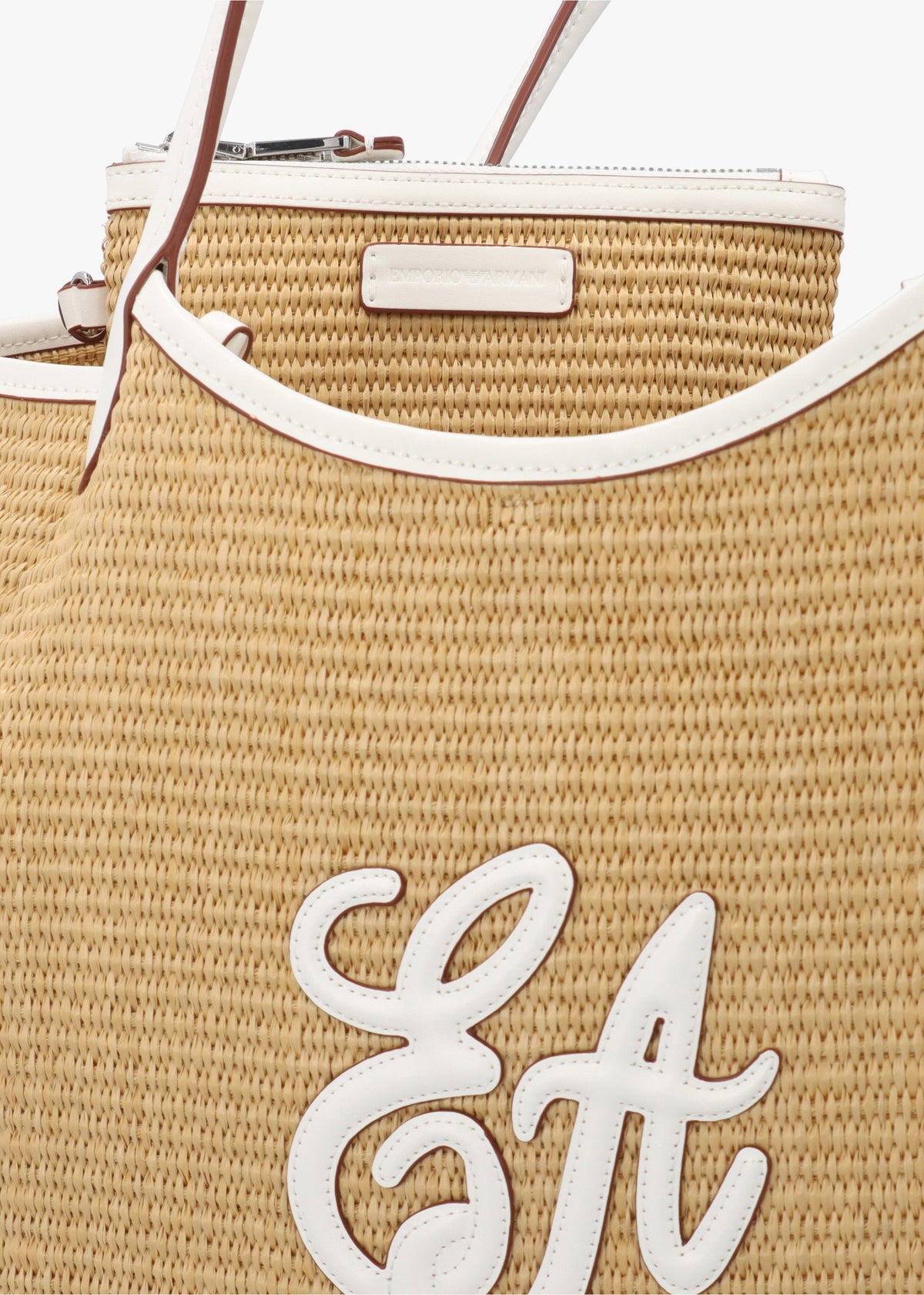 Woven Straw Medium Natural White Shopper Bag
