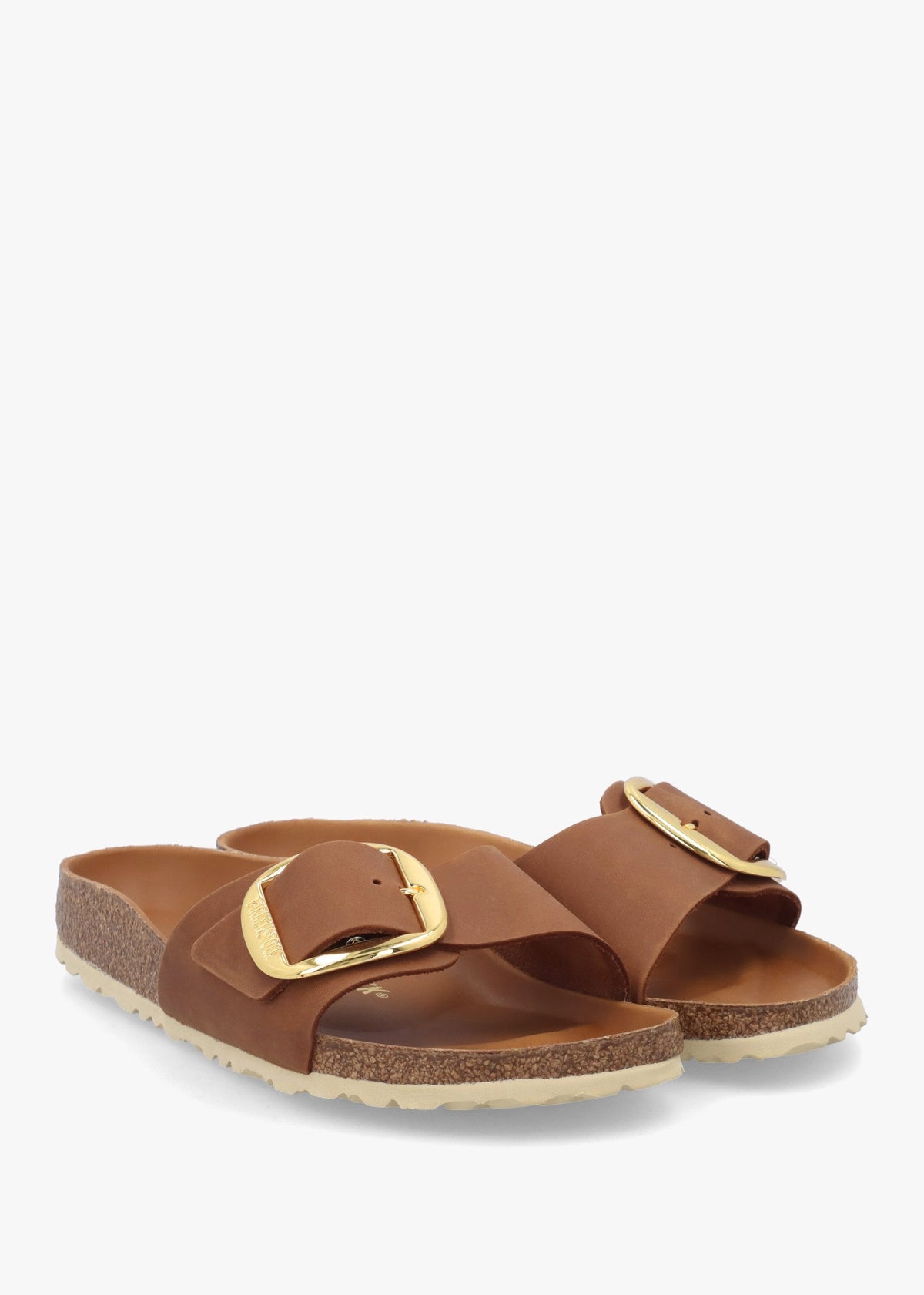 Madrid Big Buckle Cognac Waxy Leather Mules
