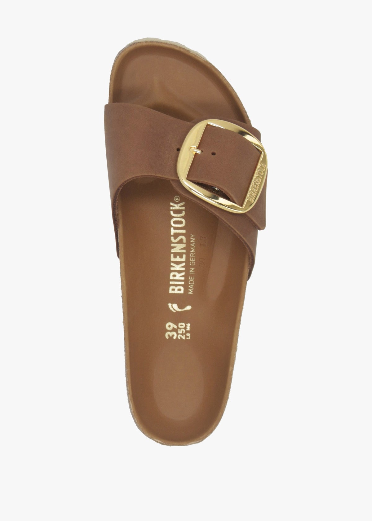 Madrid Big Buckle Cognac Waxy Leather Mules
