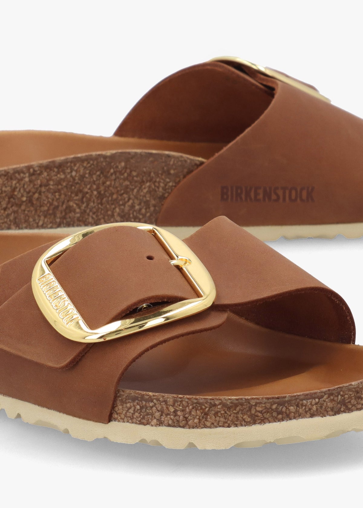 Madrid Big Buckle Cognac Waxy Leather Mules