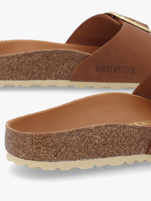 Madrid Big Buckle Cognac Waxy Leather Mules