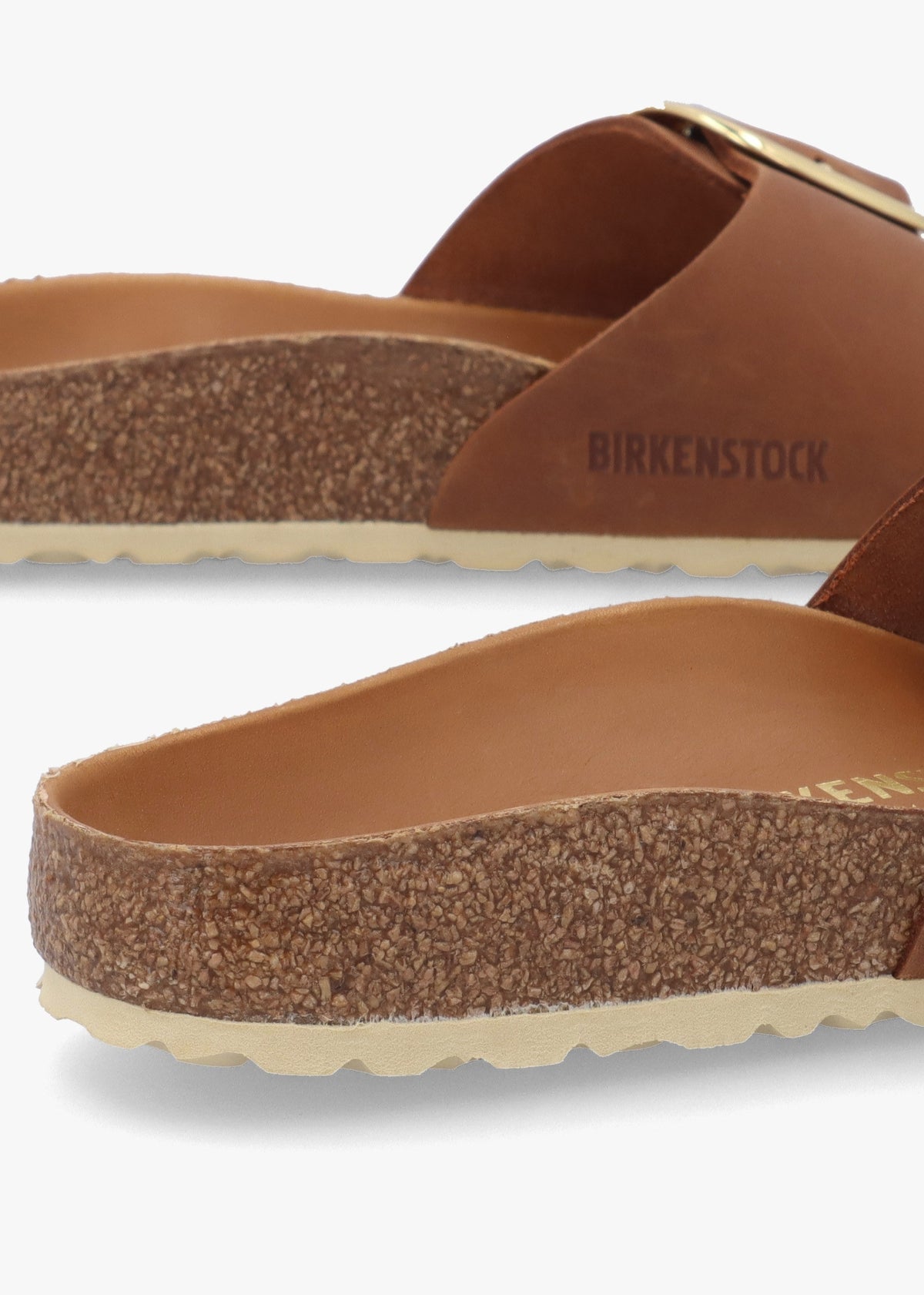 Madrid Big Buckle Cognac Waxy Leather Mules