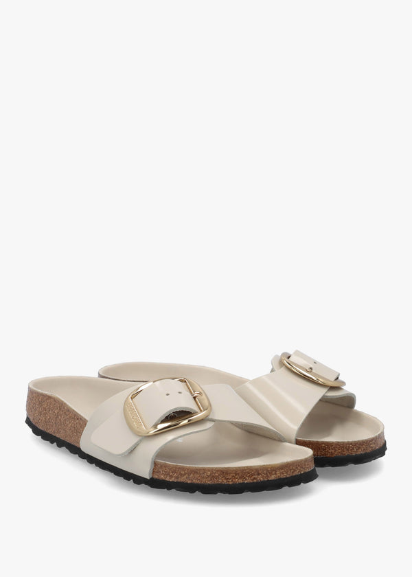 Madrid Big Buckle High Shine Butter Leather Mules