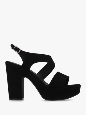 Seline Black Suede Asymmetric Platform Sandals