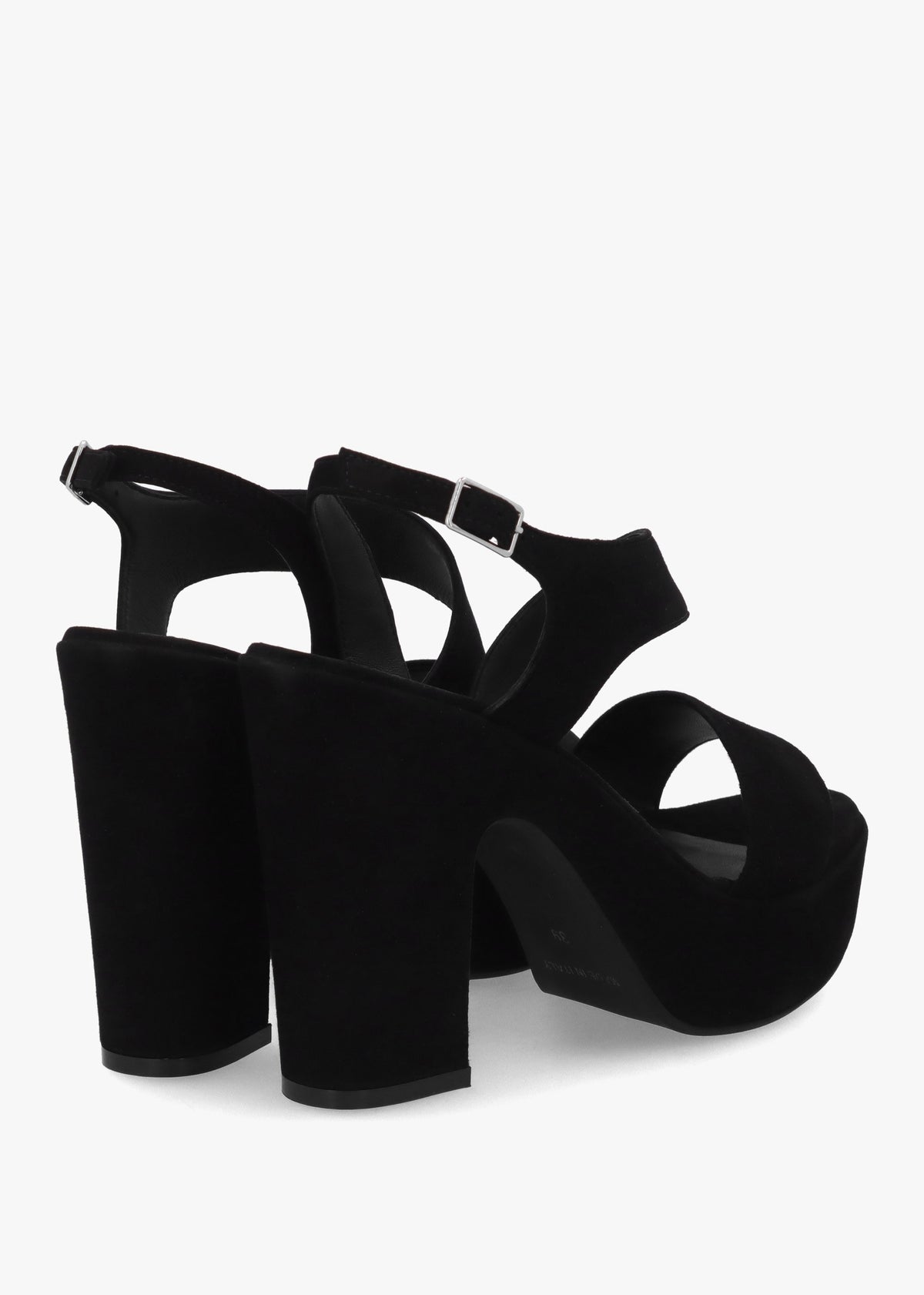 Seline Black Suede Asymmetric Platform Sandals