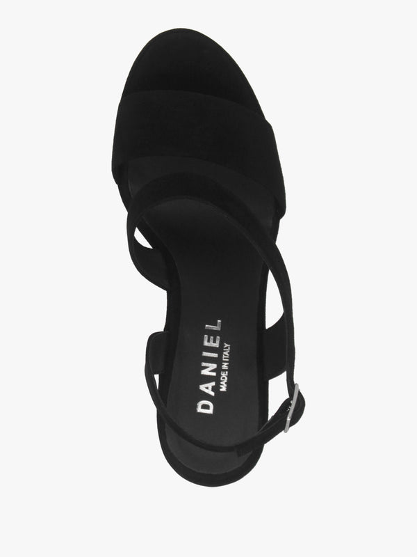 Seline Black Suede Asymmetric Platform Sandals