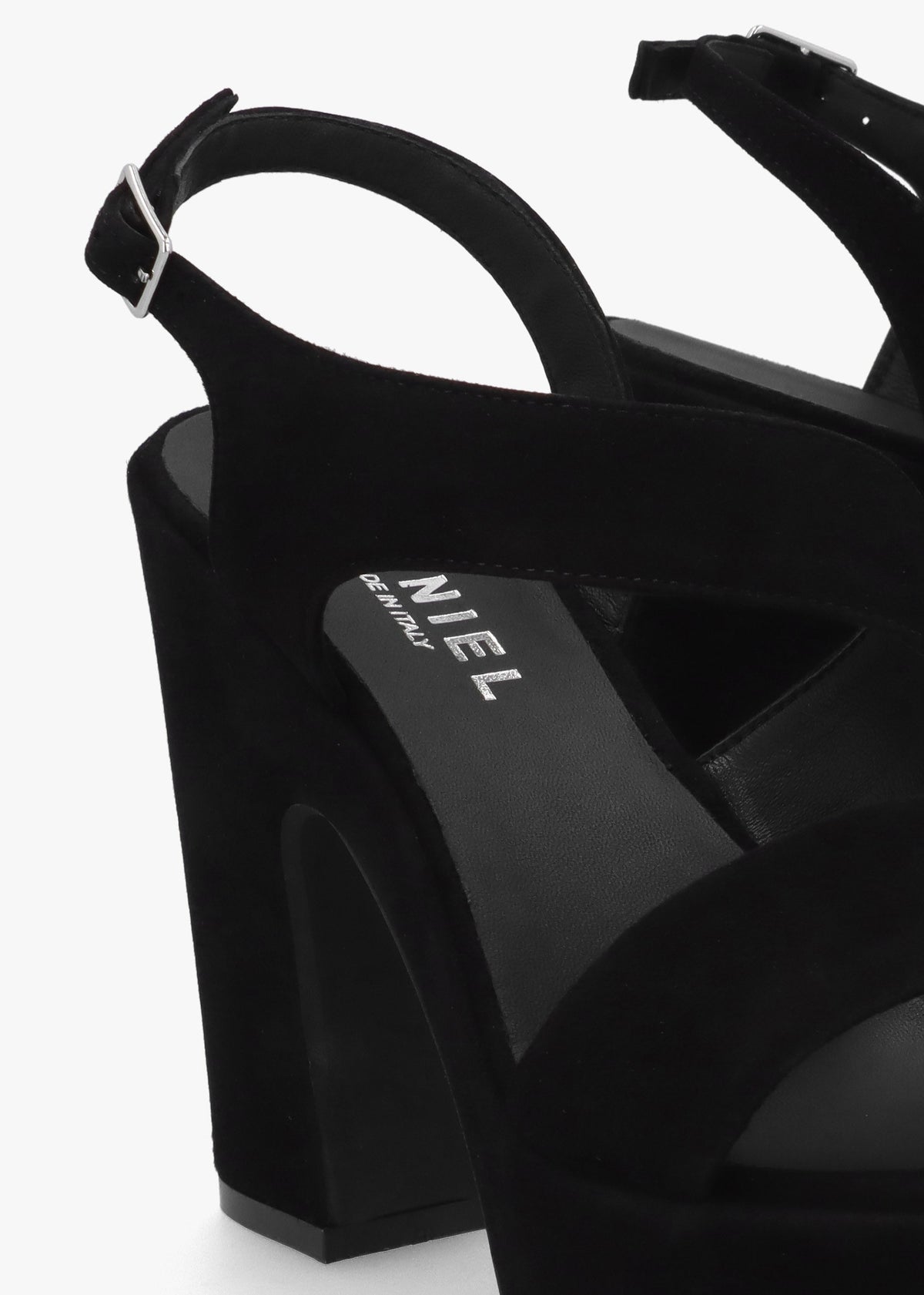 Seline Black Suede Asymmetric Platform Sandals