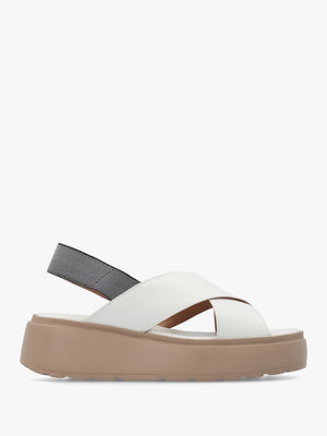 Sofly White Leather Flatform Sandals