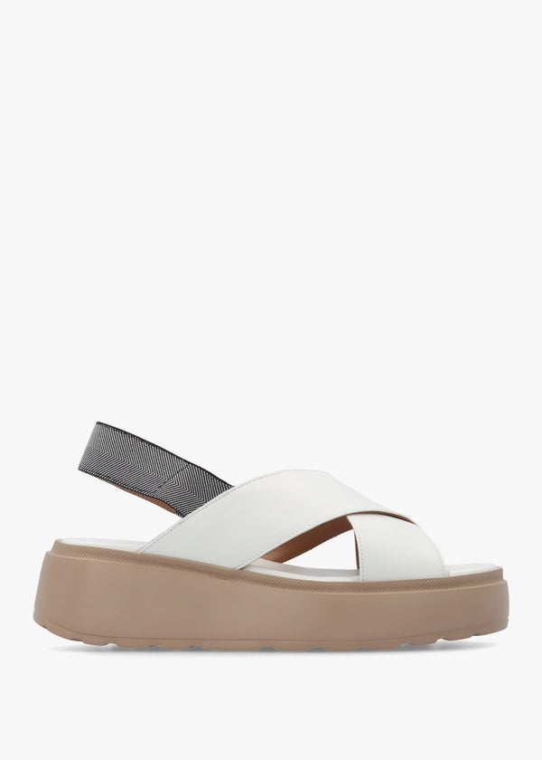 Sofly White Leather Flatform Sandals