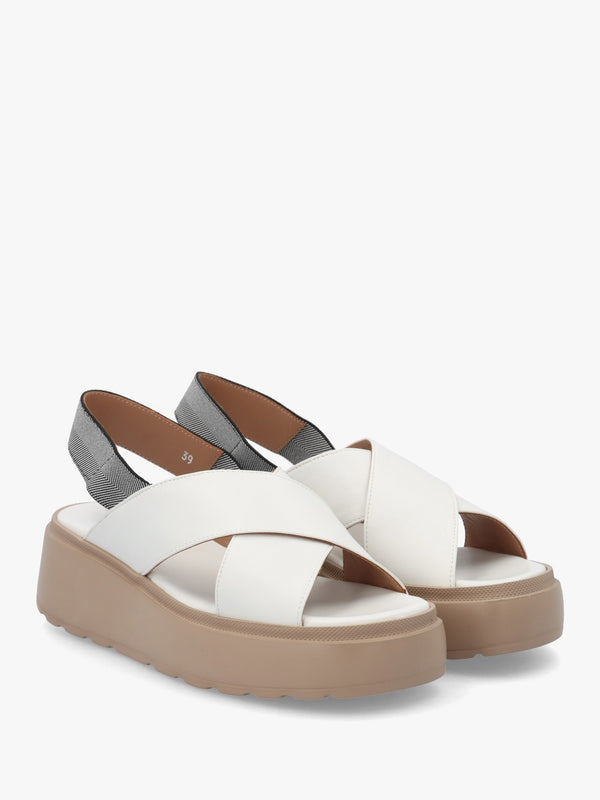 Sofly White Leather Flatform Sandals