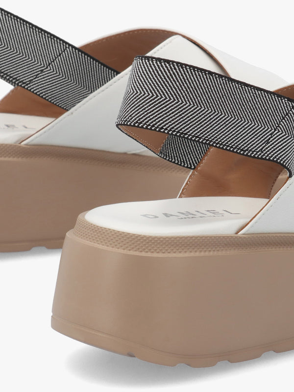 Sofly White Leather Flatform Sandals