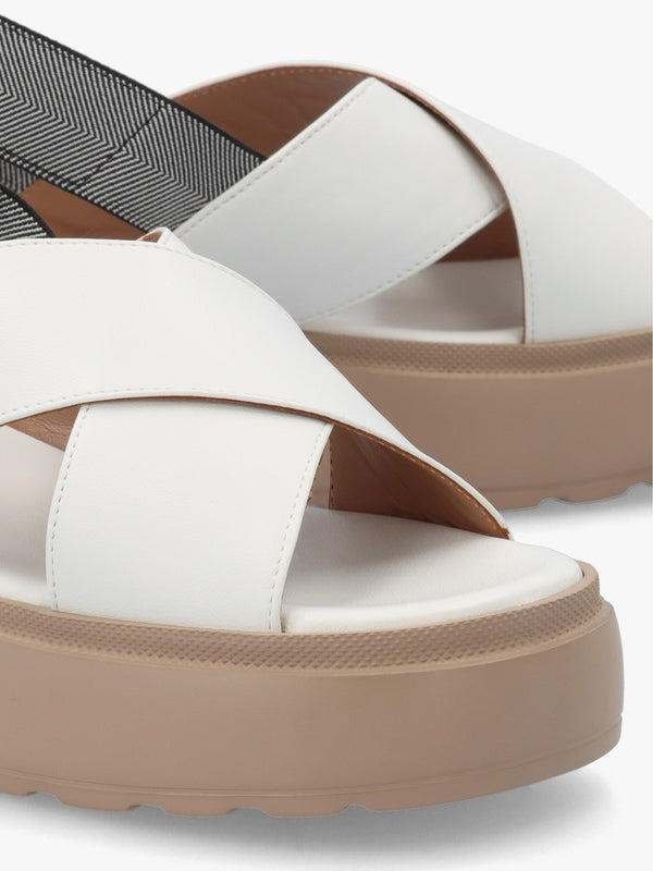 Sofly White Leather Flatform Sandals