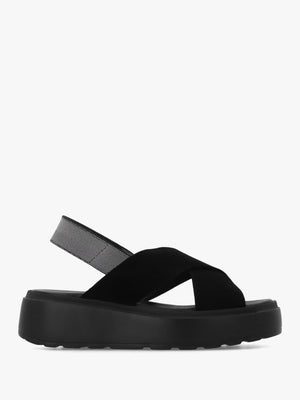 Sofly Black Suede Flatform Sandals