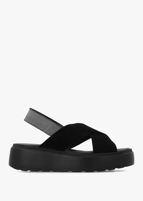 Sofly Black Suede Flatform Sandals
