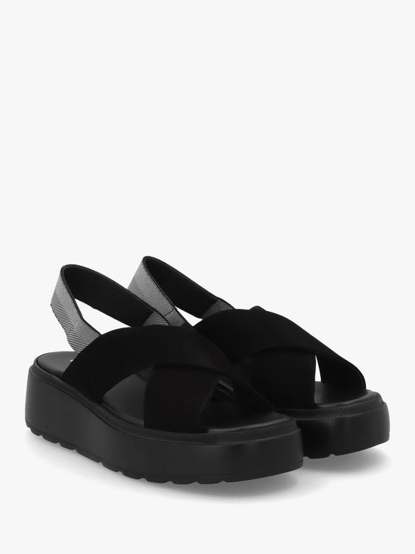 Sofly Black Suede Flatform Sandals