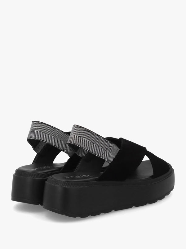 Sofly Black Suede Flatform Sandals