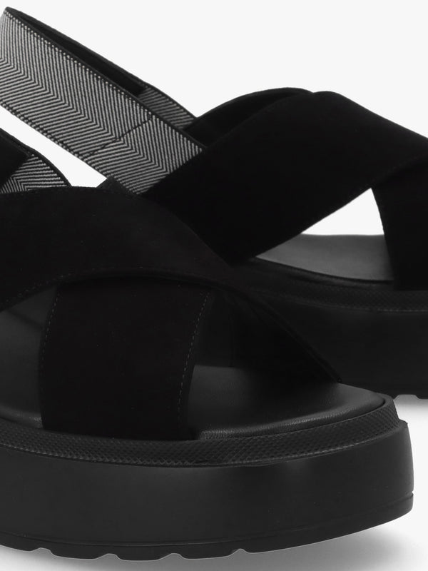 Sofly Black Suede Flatform Sandals