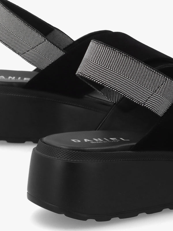 Sofly Black Suede Flatform Sandals