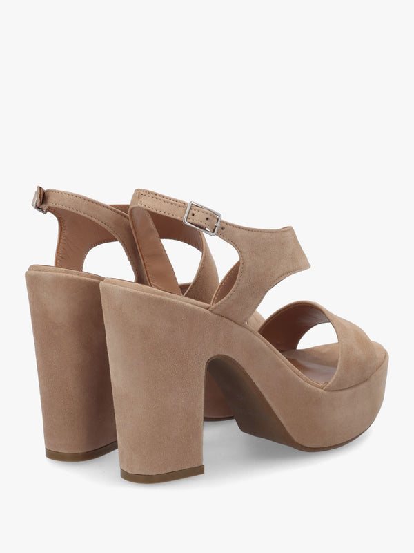 Seline Beige Suede Asymmetric Platform Sandals