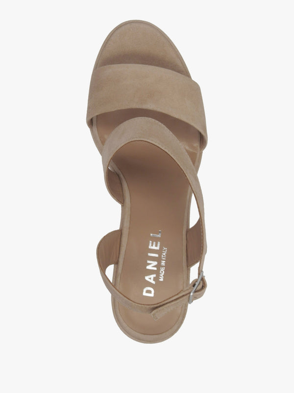 Seline Beige Suede Asymmetric Platform Sandals