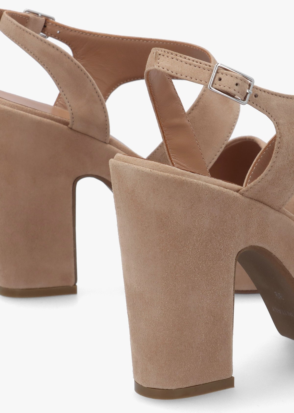 Seline Beige Suede Asymmetric Platform Sandals