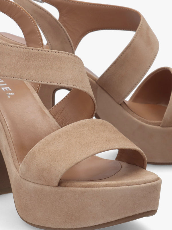 Seline Beige Suede Asymmetric Platform Sandals