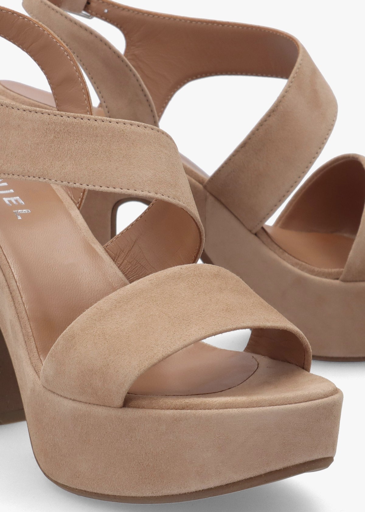 Seline Beige Suede Asymmetric Platform Sandals