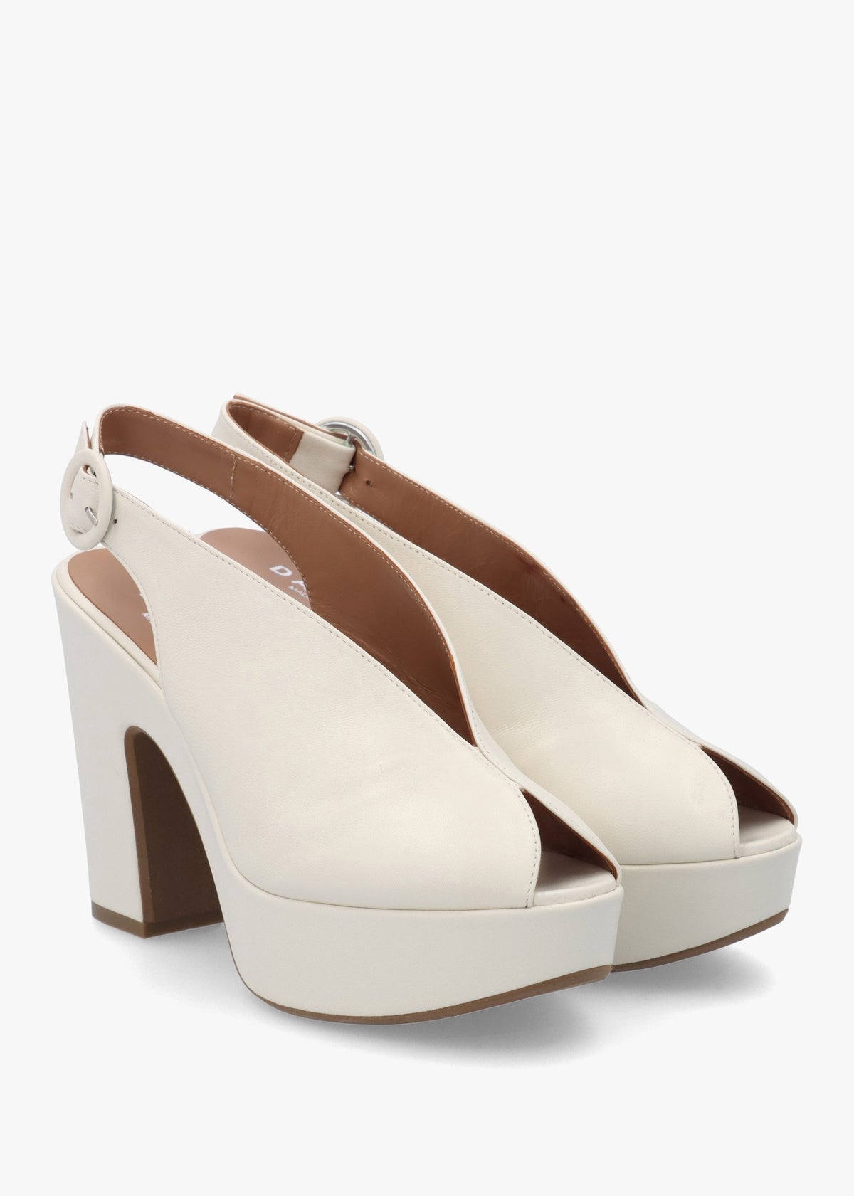 Solay Cream Leather Platform Heeled Sandals
