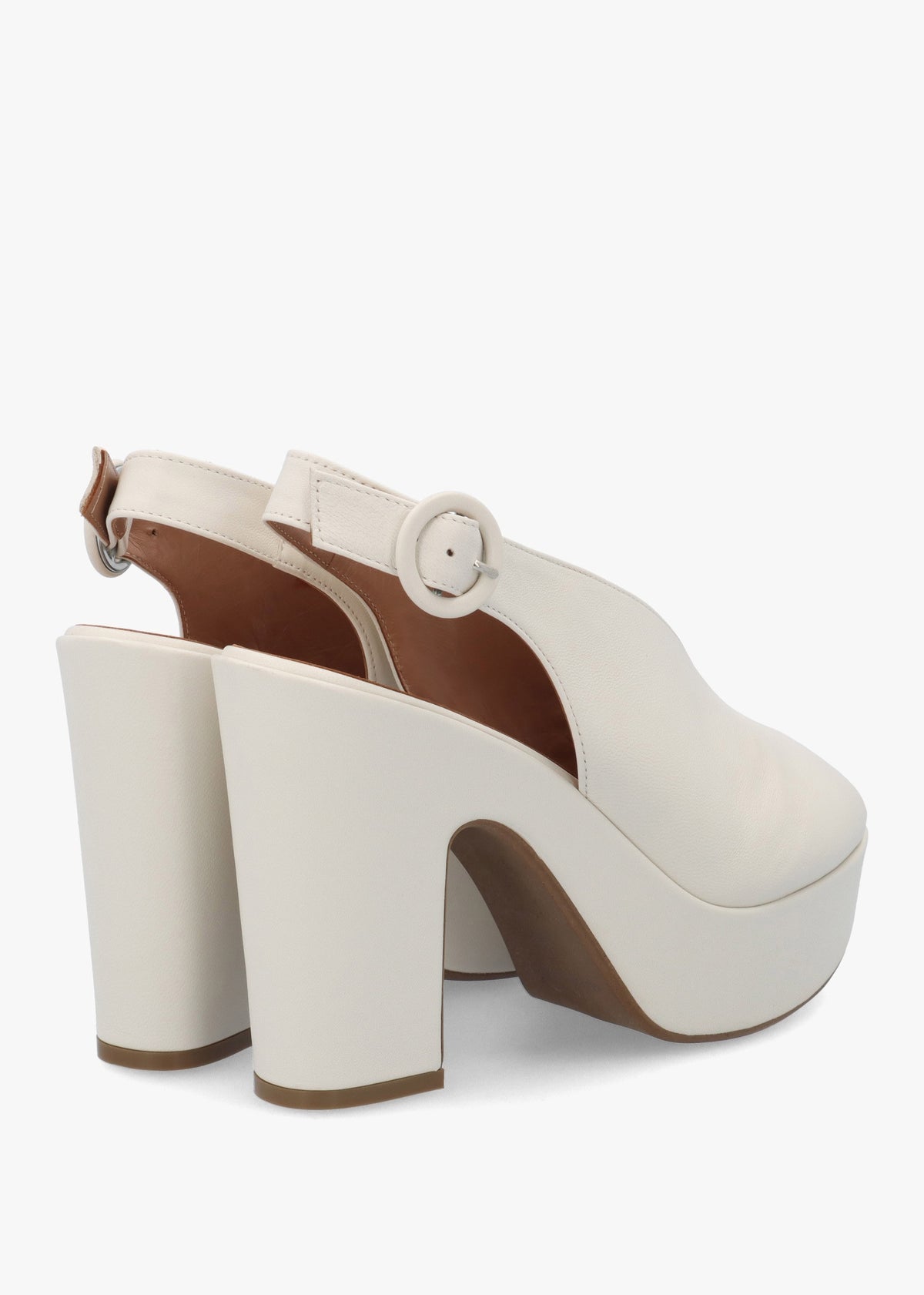 Solay Cream Leather Platform Heeled Sandals