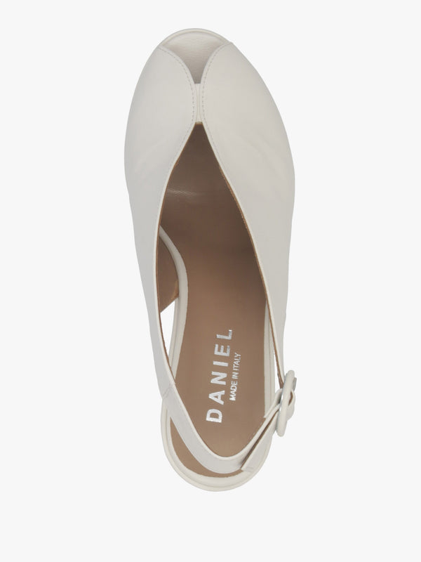 Solay Cream Leather Platform Heeled Sandals
