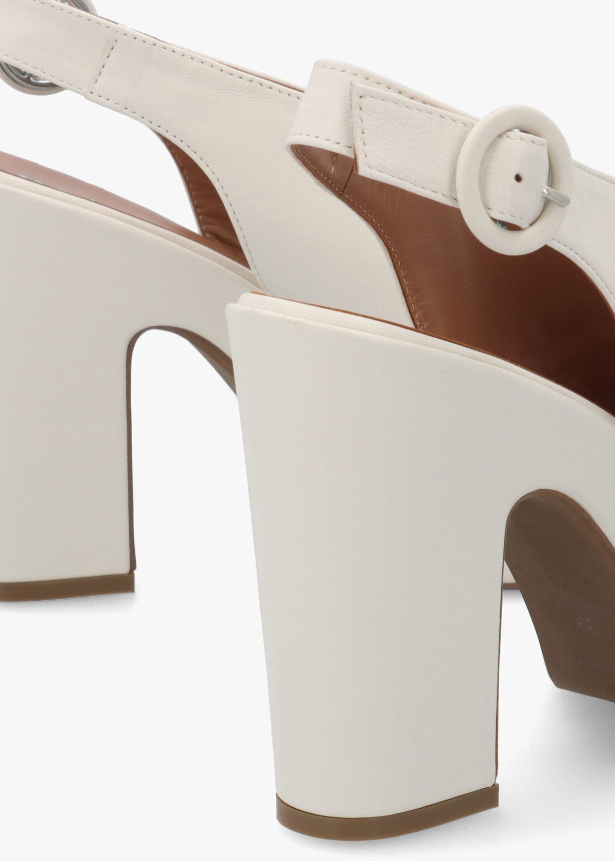 Solay Cream Leather Platform Heeled Sandals