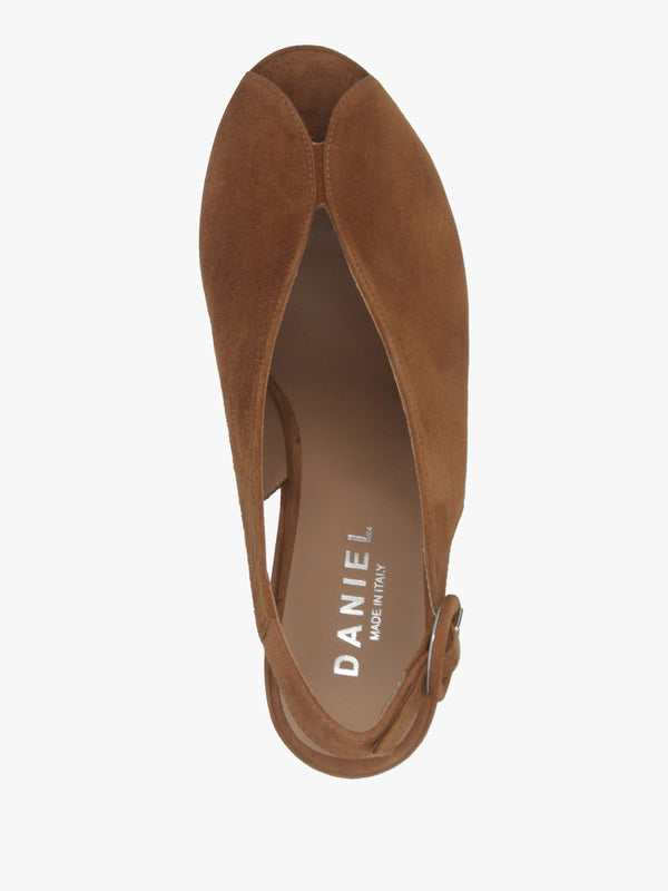 Solay Tan Suede Platform Heeled Sandals